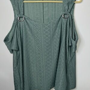 SHEIN Green Sleeveless Top with Ring Detail